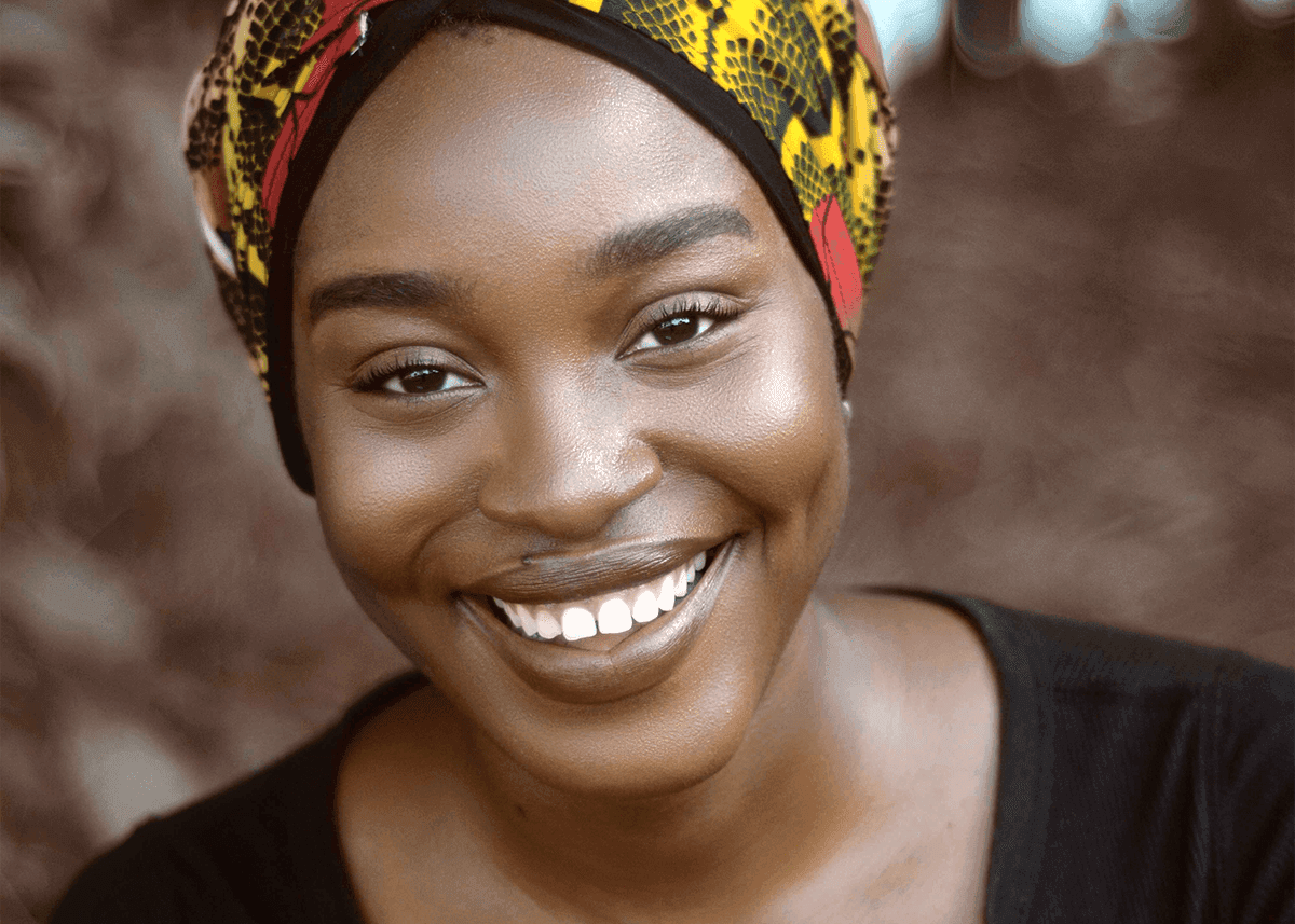 High Arched Eyebrows Smiling Woman