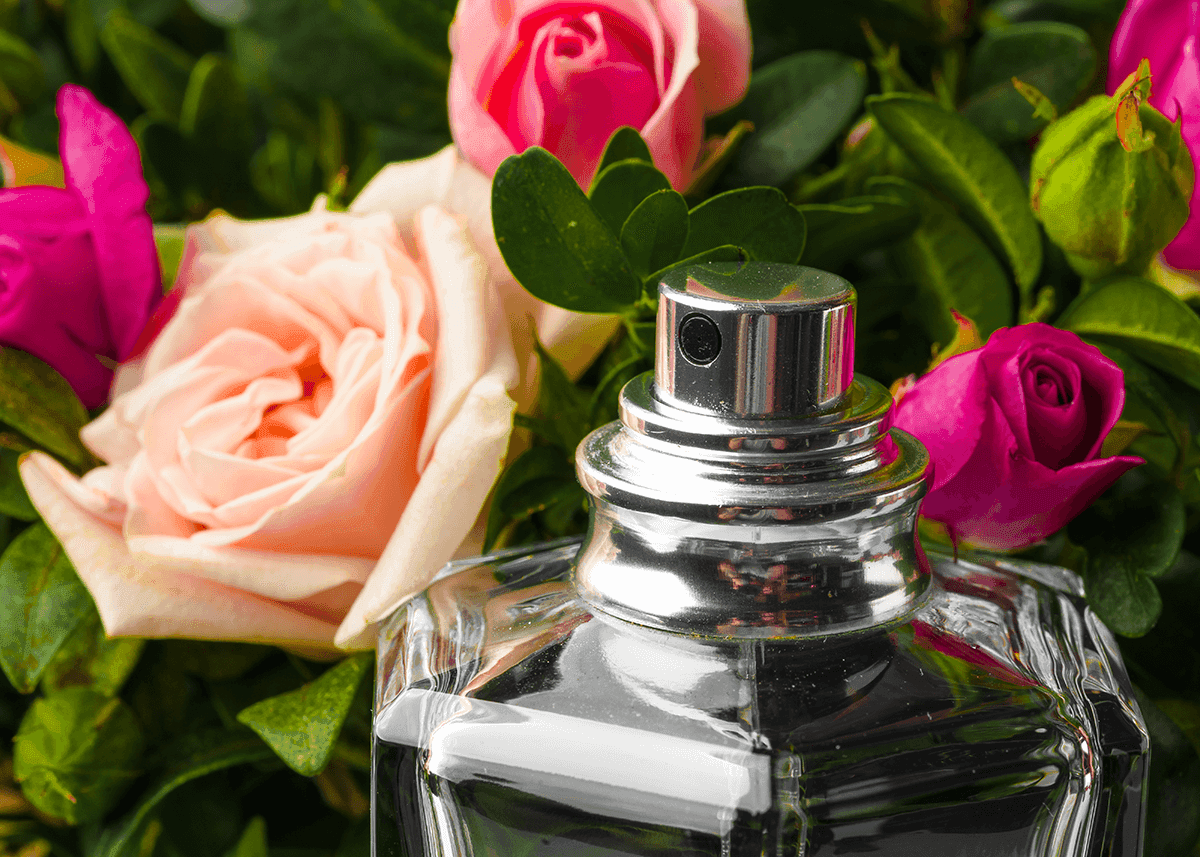 perfume and fragrance on a tray