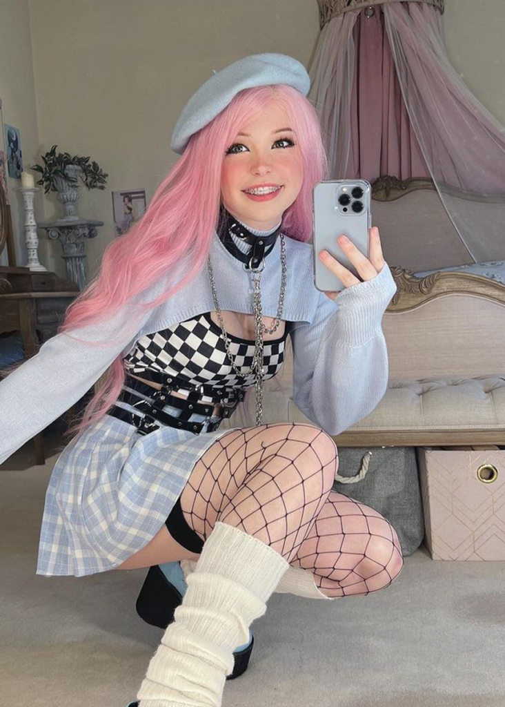 Belle Delphine posing in front of a mirror Egirl
