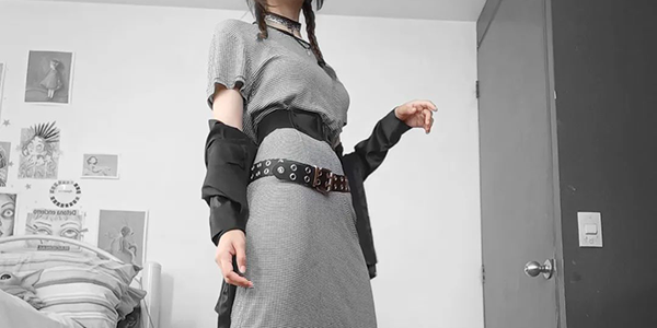 Deadinblue_ grey dress with two belts