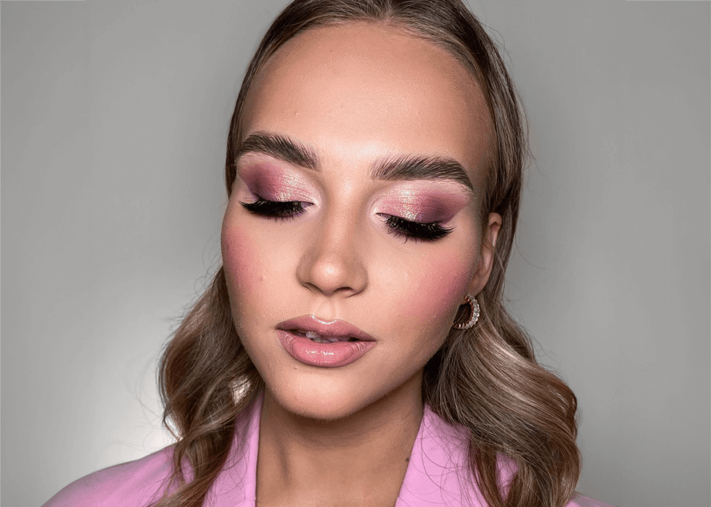 Girl with two colour pink eyeshadow