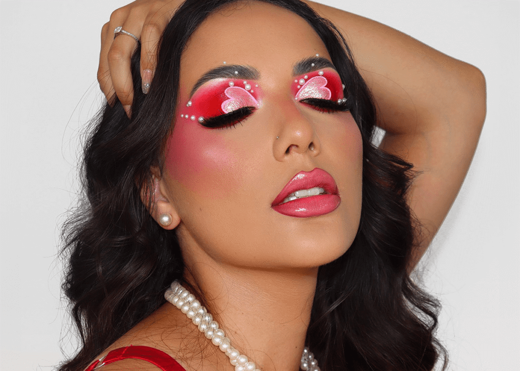 Valentines day makeup theme pink eyeshadow