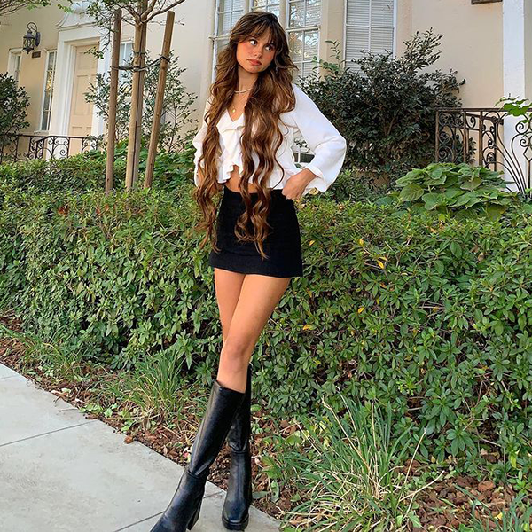 Natural egirl fashion style with mini skirt
