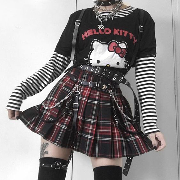 Original egirl fashion style with hello kitty